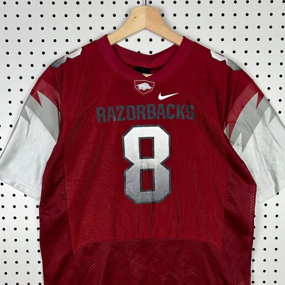 Arkansas Razorbacks Football Jersey Youth Size Large Nike Vintage Red #8 Mesh - Picture 1 of 7